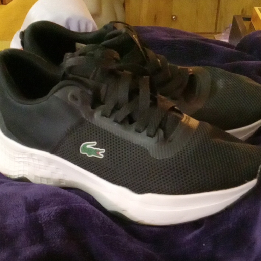 Lacoste Black Athletic Shoes with White Base